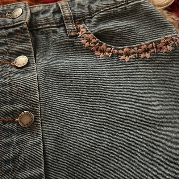 Buffalo David Bitton Embroidered Denim Button Up Skirt Size 28 Faith Mid Rise🌸 - Picture 6 of 7